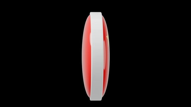 China, chinese Circle flag icon simple looped animation. Transparent backgound. 3d rendered movie with alpha channel. Round shape.