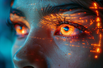 Futuristic Eyes with Digital Interface Overlay