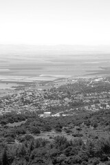 Northern Israel view from the roof top of The Muhraka Monastery near the Druze village of Daliyat...