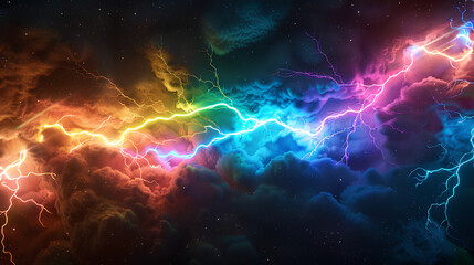 Fototapeta premium lightning strike colored rainbow 3d rendering element