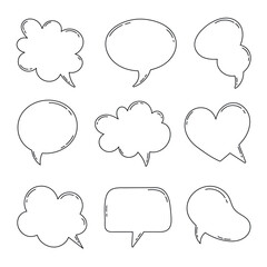 Hand drawn outline speech bubbles collection
