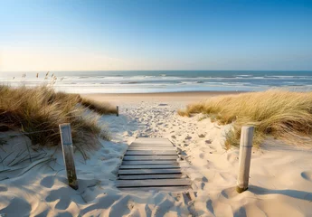 Wooden Path Leading to North Sea Beach