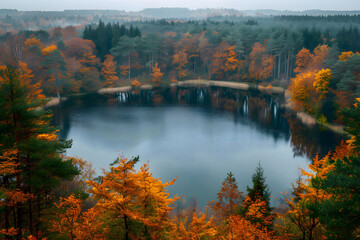 Fototapeta premium Lake landscape in autumn