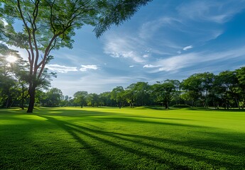Green Grass Golf Course Landscape in Bangkok
