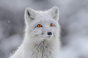 A white fox in the snow