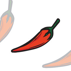 Hand-drawn colored cayenne pepper icon