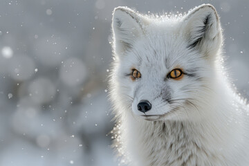 A white fox in the snow