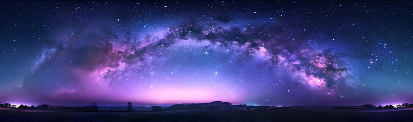 Naklejka premium Milky Way Night Sky Panoramic View