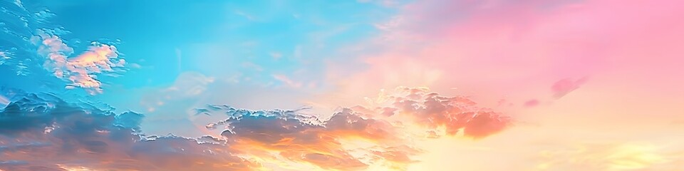 Dreamy Sunset Sky with Pink and Blue Clouds