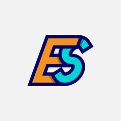 Initial Letter ES or SE Logo, Monogram Logo letter E with S combination, design logo template element, vector illustration
