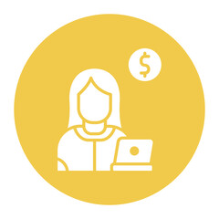 Freelancer Female vector icon. Can be used for Home Based Business iconset.