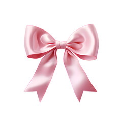 Pink silky bow isolated on transparent background