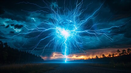Electric Storm in Night Sky
