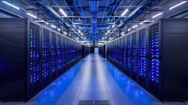 Data Center: Secure Facility for Server Management, Network Infrastructure, Cloud Computing Hub, Information Technology Backbone, Efficient Data Storage, High-Speed Connectivity, Digital Security Meas