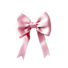 Pink silky bow isolated on transparent background