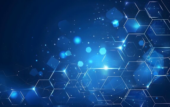 Futuristic Blue Hexagon Tech Background