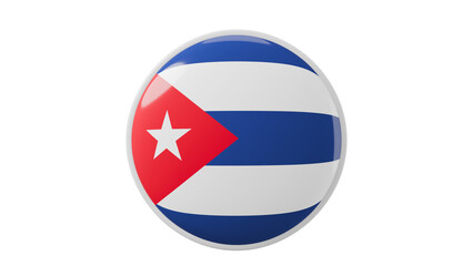 Cuba, cuban Circle flag icon . Transparent backgound. 3d rendered with alpha channel. Round shape.