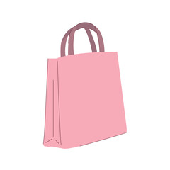 Pink shopping paper bag in flat style, isolated on white background