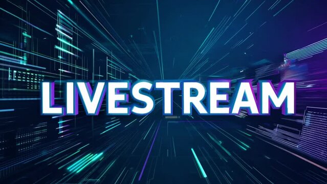 livestream word typography 3D animation with digital background Generative AI