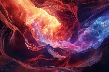 Fototapeta premium Mysterious nebula swirls in vibrant antelope canyon generated, Light filters through the majestic Antelope Canyon, casting beautiful patterns on the rock formations, AI generated