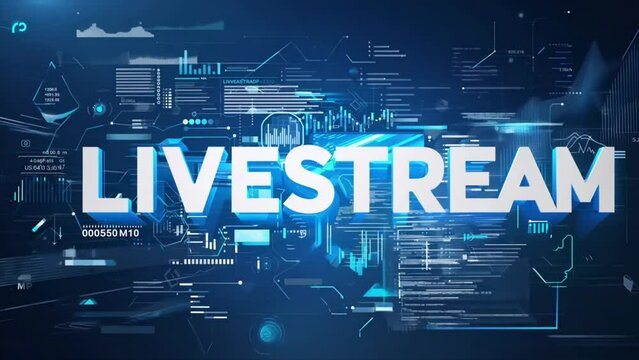 livestream word typography 3D animation with digital technology background Generative AI