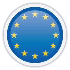 European Union flag icon. Circle icon with highlight overlay isolated on white background. Vector illustration, EPS10