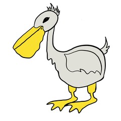 Pelican cartoon chicken fish bird, cartoon, animal, illustration, chicken, vector, funny, duck, animals