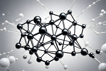 Abstract Black and White Molecule model. 3D rendering illustration