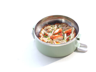 pot of Pan Fried Eggs on a table