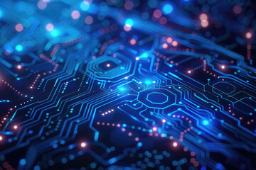 Fototapeta premium Blue circuit board and circuit