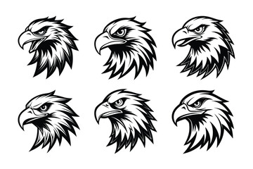 Majestic Eagle Head Silhouette Bundle: 6 Versatile Vector Designs for Logo, Branding, and Nature-Inspired Projects