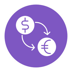 Dollar to Euro Convert vector icon. Can be used for Trading iconset.