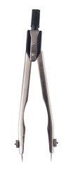 Compasses isolated on a white background. Metal tool for drawing. Geometry and architecture device