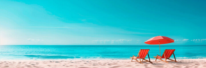 Obraz premium beach, sumer, vacation concept. banner. minimalist style. horizontal illustration. ohhh yeahhh travel concept