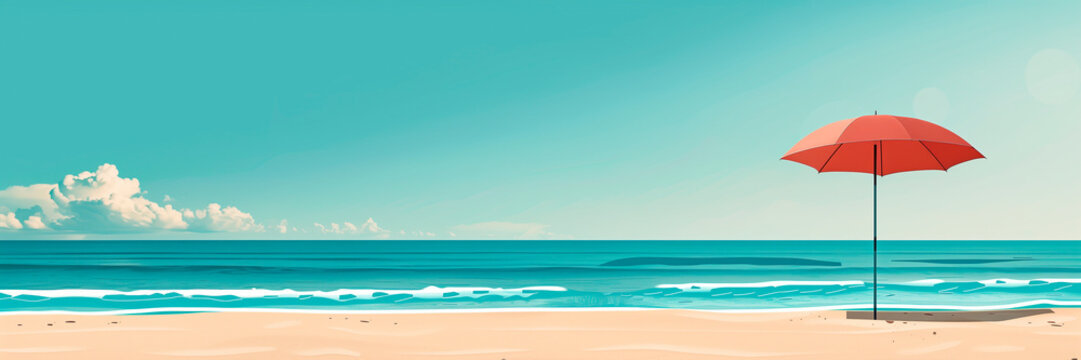beach, sumer, vacation concept. banner. minimalist style. horizontal illustration. ohhh yeahhh travel concept