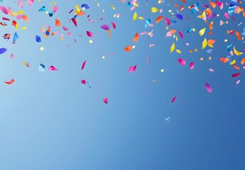 Colorful Confetti Falling on Blue Background