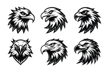 Majestic Eagle Head Silhouette Bundle: 6 Versatile Vector Designs for Logo, Branding, and Nature-Inspired Projects