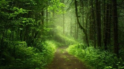 Fototapeta premium A tranquil forest trail with the sound of birdsong