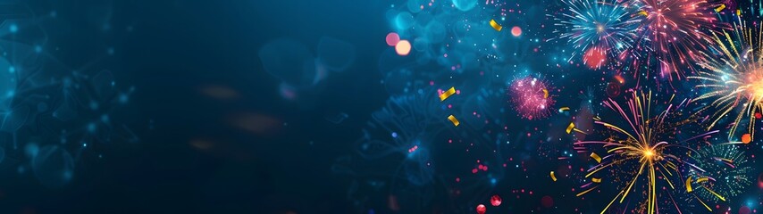 Fototapeta premium Colorful Fireworks Celebration Banner Design
