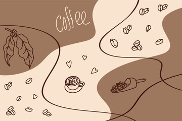 Banner for menu and recipes. Set of hand drawn cafe theme. Doodles for coffee, bakery for cafe menu, pastry shop. Vector illustration. Vector 