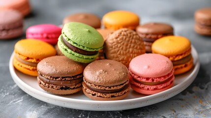 Obraz premium A Plate of Colorful Macarons