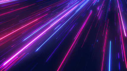 Neon futuristic flashes on black background. Motion light lines backdrop. For banner, postcard, illustration.