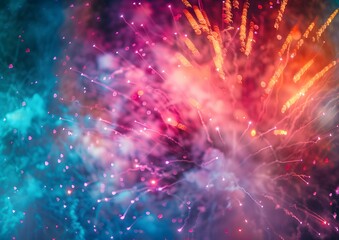 Fototapeta premium Colorful Fireworks Display in Night Sky