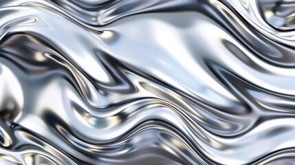 Pattern of liquid zinc, with a bright, shiny surface and smooth, flowing lines, isolated on white background, copy space Ideal for corrosionresistant and modern applications
