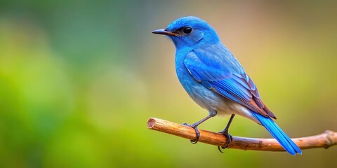 Fototapeta premium Blue bird perched on a delicate branch, blue, bird, branch, wildlife, nature, animal, feathers, small, perched, outdoors, delicate