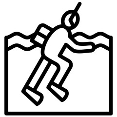Open Water Diving vector icon illustration of Vacation and Tourism iconset.