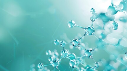 A minimalistic science presentation template with a Plexus background in teal and white, high-quality image