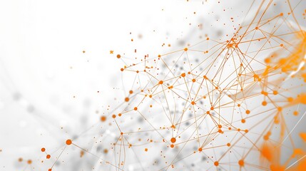 A minimalistic tech template with a Plexus background in white and orange, simple and colorful, ultra HD quality