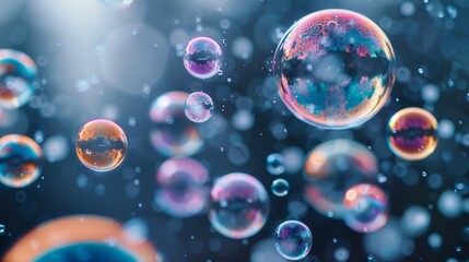 Soap bubbles frozen in mid-air, captured in a moment of fragile beauty before they burst.