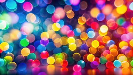 Naklejka premium Close up of colorful bokeh lights, bokeh, lights, abstract, vibrant, close up, glowing, festive, background, sparkles